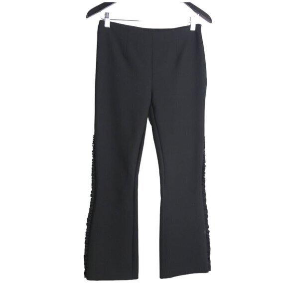 Cinq A Sept Onyx Ruffle Trim Flared Cropped Black Pants Size 2 - Picture 1 of 7